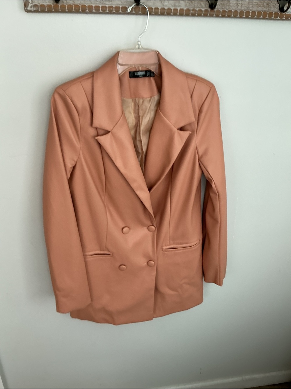Missguided Blush Double-Breasted Blazer, Size 4 Sz Tall